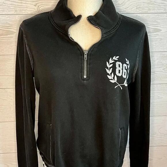 PINK Victoria’s Secret black 1/4 zip pullover sweatshirt, size Small - Picture 2 of 5